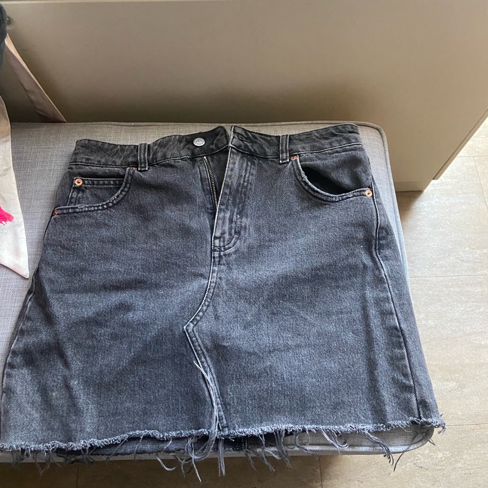 Black denim skirt